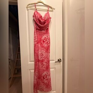 Fashion Nova Red Floral Maxi Dress